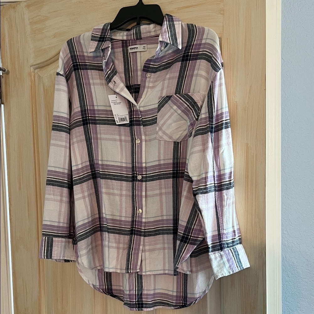Sonoma Lavender and Black Plaid Shirt